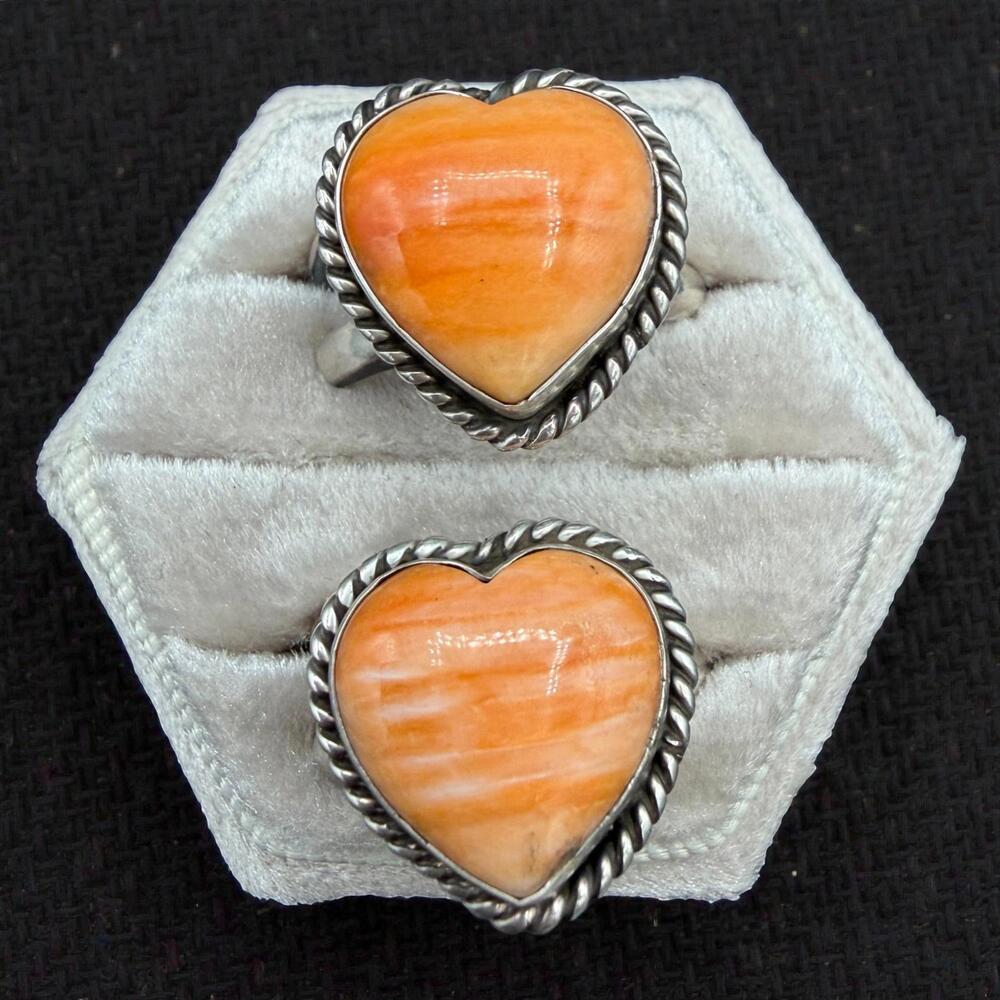 Orange Spiny Oyster Heart Ring – Adjustable By Reeva Goodluck